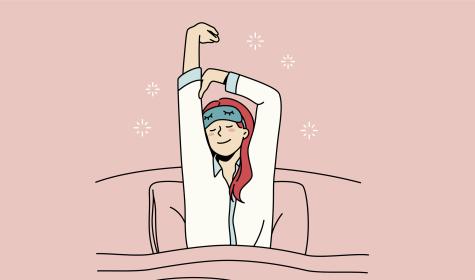 An illustration of a woman waking up