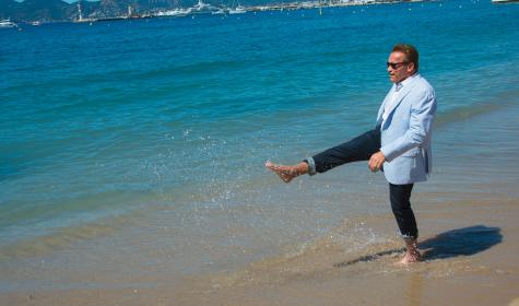 Arnold Schwarzenegger on the beach