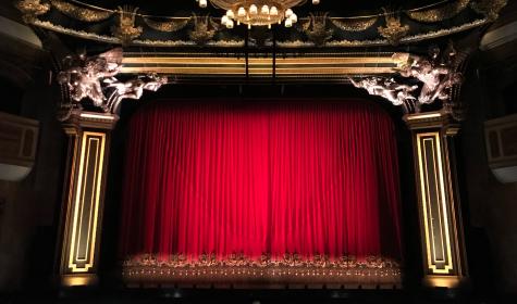 red curtain on theater stage