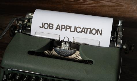 "job application" typed on a typewriter