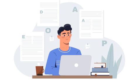 man sitting at a computer