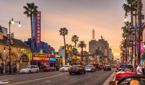 A shot of Sunset Strip at dusk