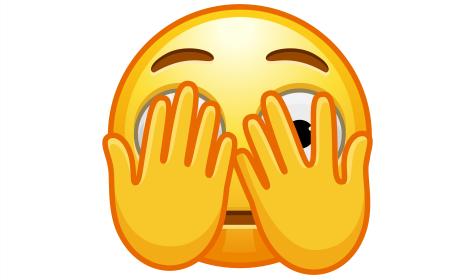 iStock.com emoji face hiding behind hands