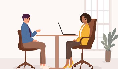 Black Woman Manager Interviewing A Male Candidate At Office.